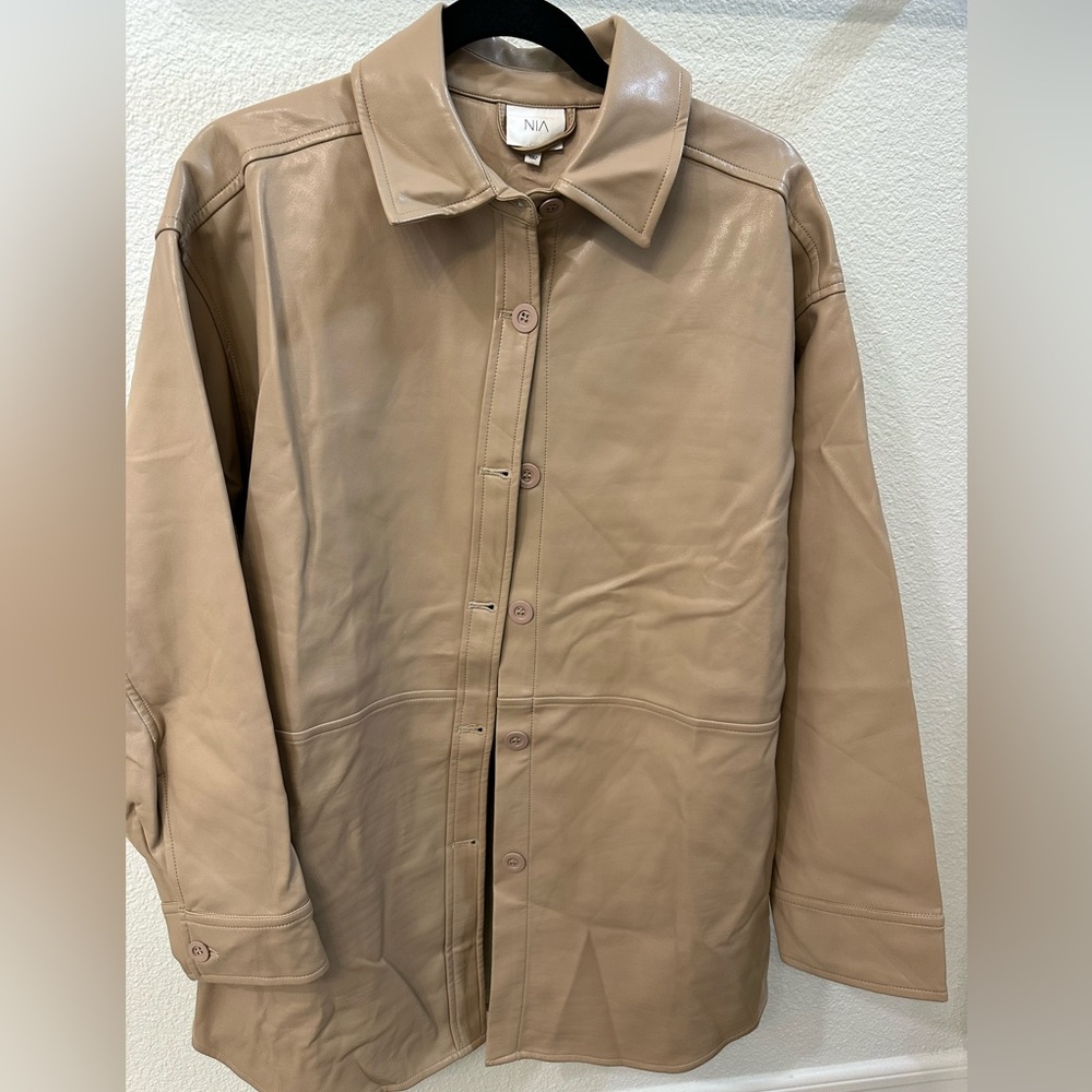 Tan Oversized Leather Blazer